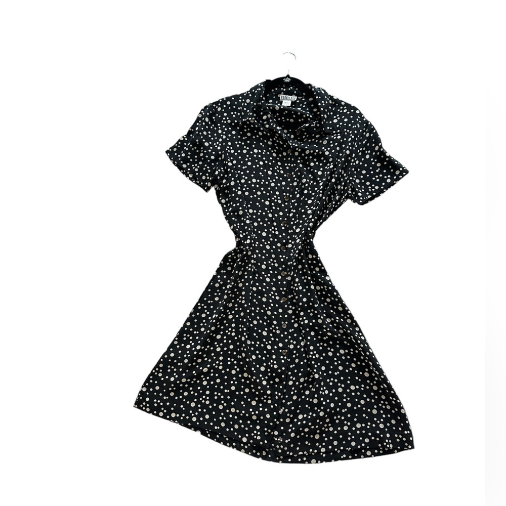 Vintage Robbie Bee Tie Back Polka Dot  100% Silk Dress S